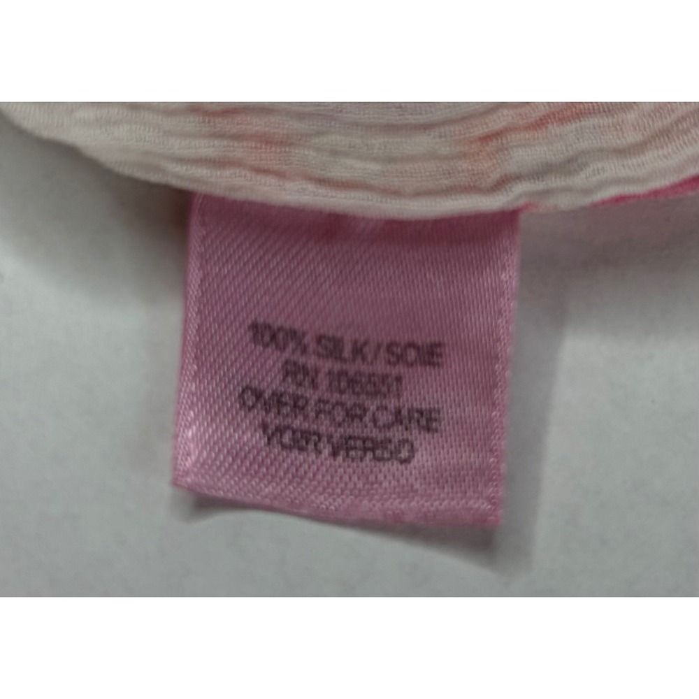 100% Silk Floral Camisole Tank Top Pink Piping Keyhole Tie Sheer Multi Color - Picture 3 of 11